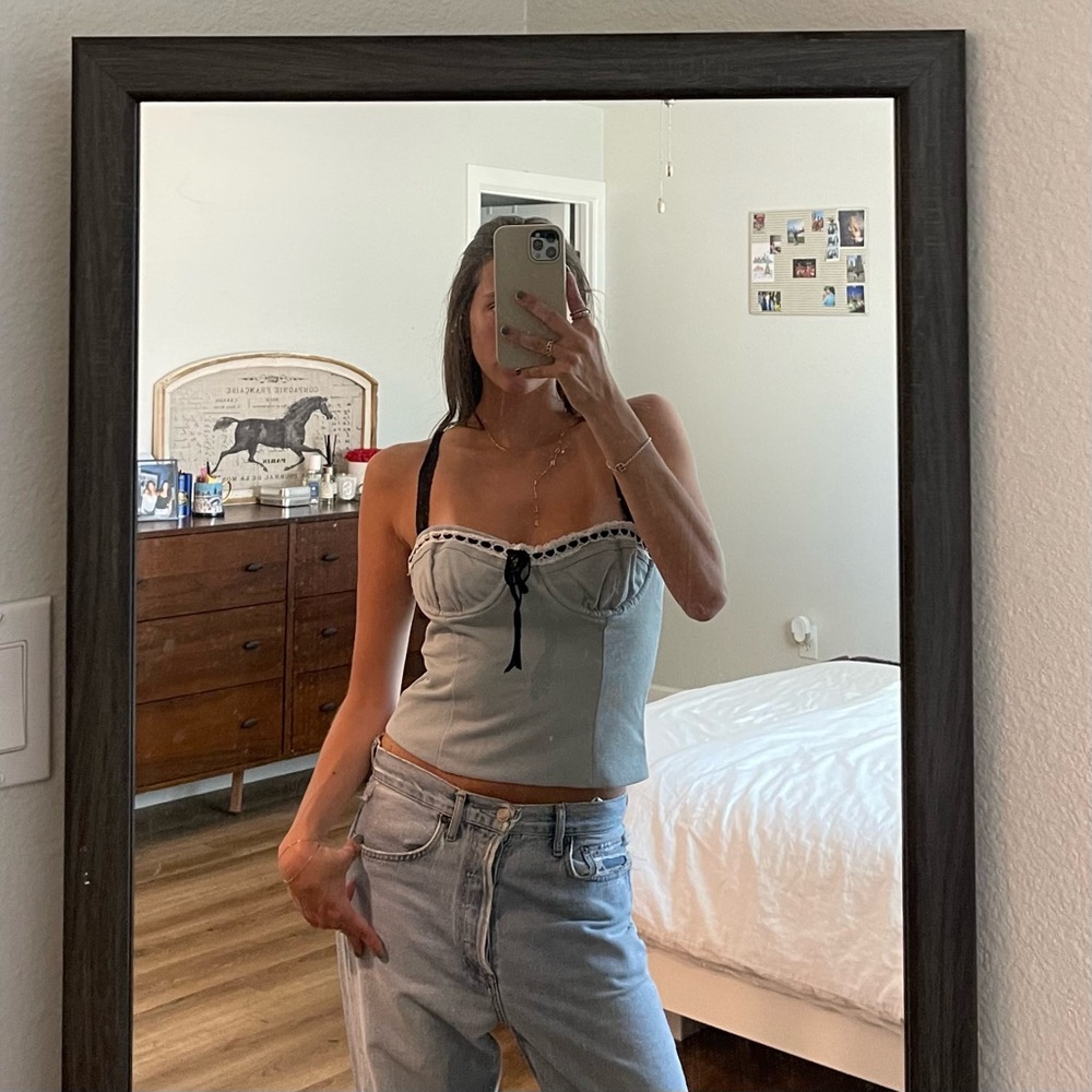 With Jean Baby Blue Corset Top
